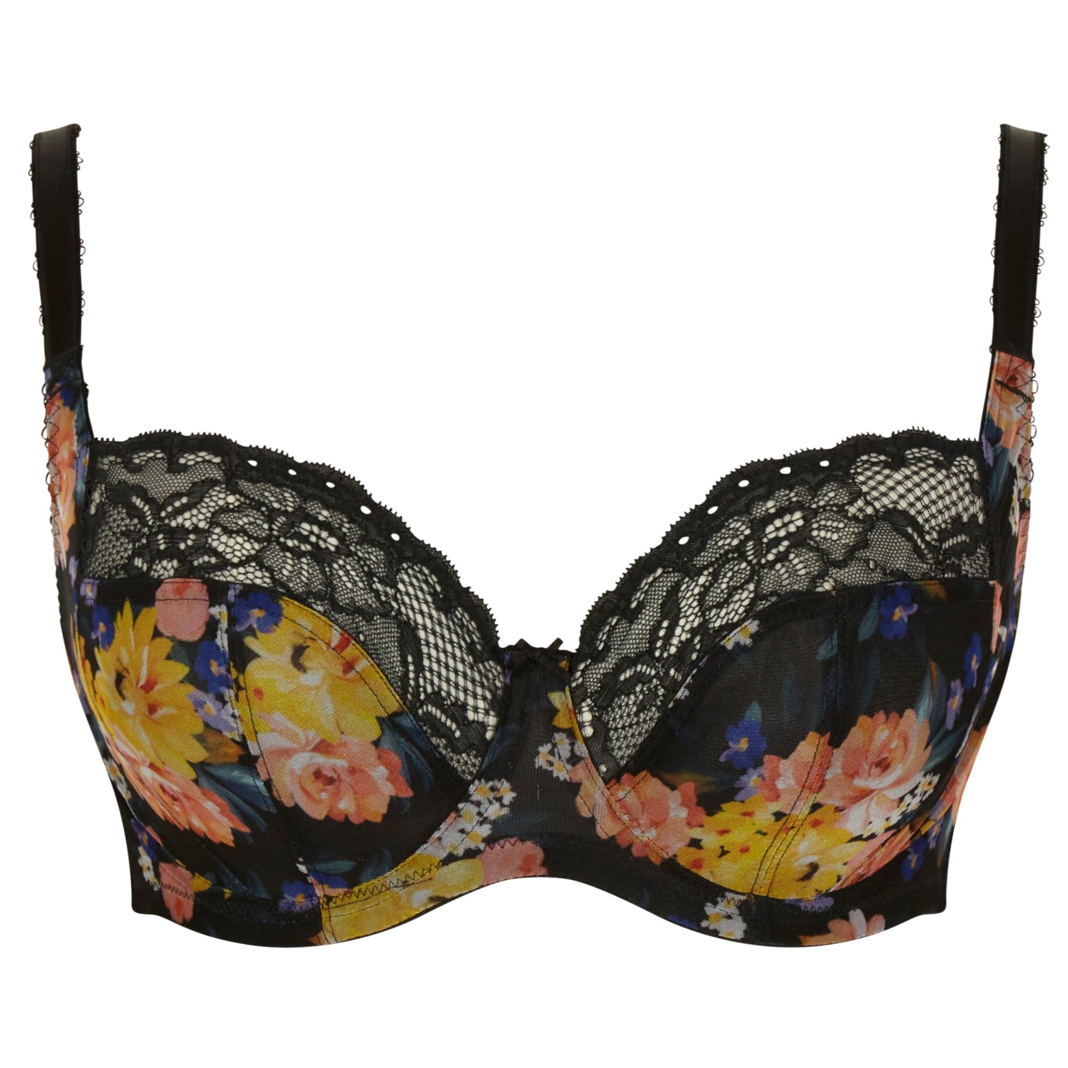 Stylish black lace underwired unpadded unlined bra CLEO by