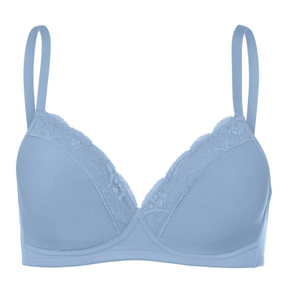 Padded Bra in colour blue moon from the Cotton Lace collection